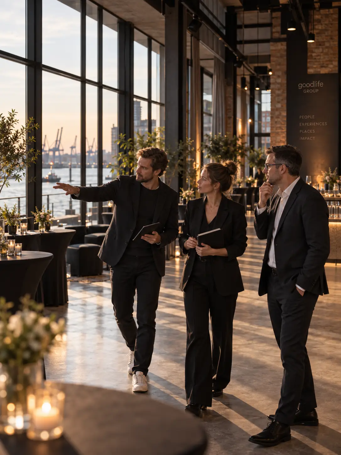 Besichtigung einer Eventlocation in Hamburg im Rahmen der Eventkonzeption